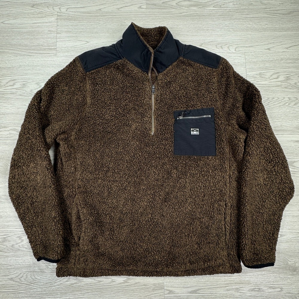 Kimes Ranch Men's Fleece Pullover Sherpa 1/4 Zip Brown Small Performance Western